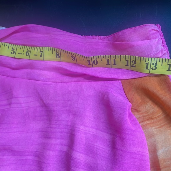 Arden B high low long skirt hot pink, orange elastic waist lined, large - Picture 5 of 9
